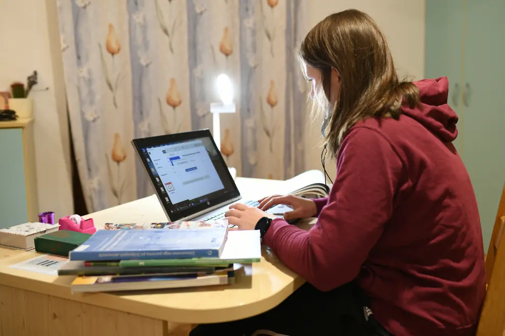 A student working on a laptop. Photo: Tamino Petelinšek/STA