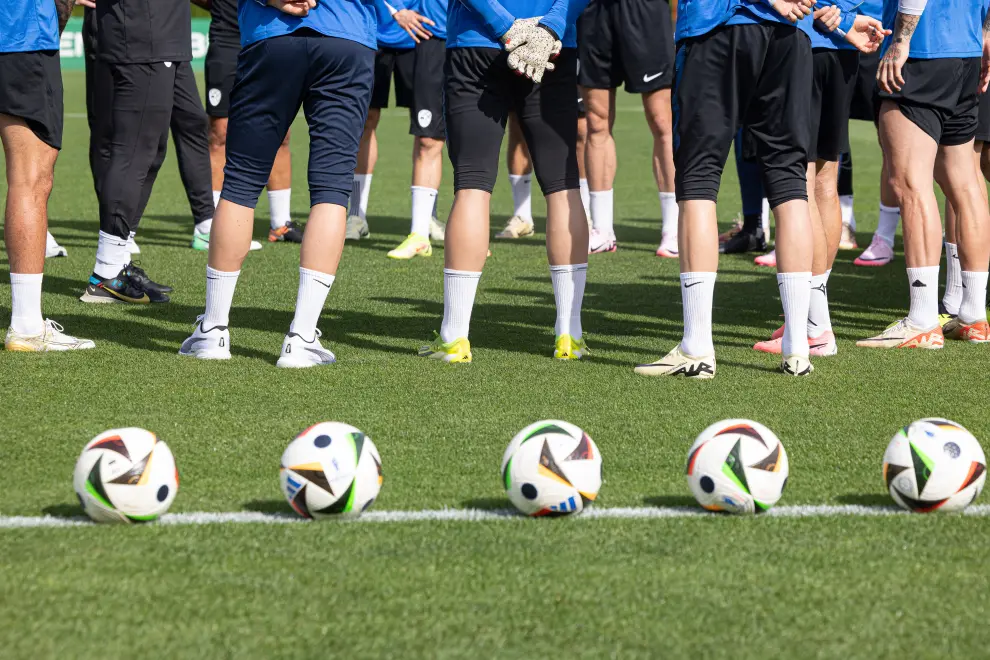 The legs of Slovenia's national football team. Photo: Katja Kodba/STA