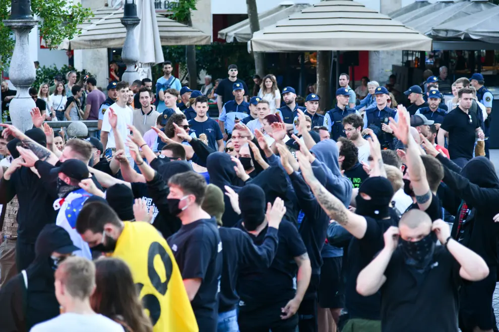 An anti-migrant rally staged in Ljubljana centre in June prompted ban on Nazi and Fascist symbols. Photo: Božidar Kolar/STA