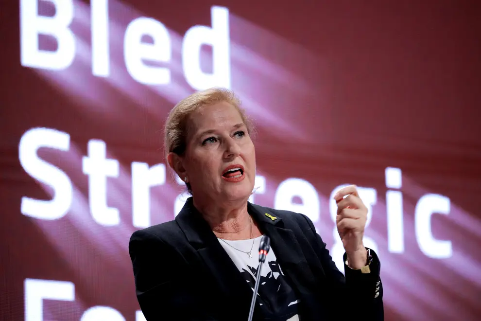 Conversation with former Israeli Foreign Minister Tzipi Livni at the Bled Strategic Forum. Photo: Daniel Novakovič/STA