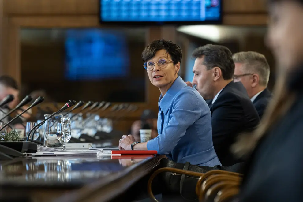 The EU Affairs Committee interviews Marta Kos, candidate for EU commissioner. Photo: Katja Kodba/STA