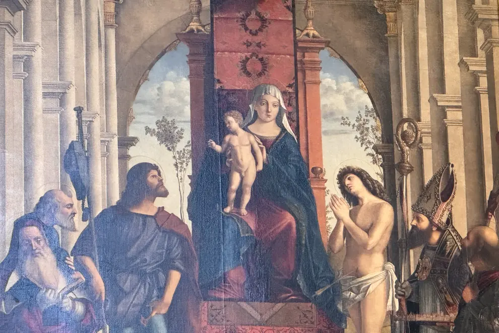 The painting Mary with the Child on the Throne and the Six Saints by Venetian artist Vittore Carpaccio. Photo: Matej Arh/STA