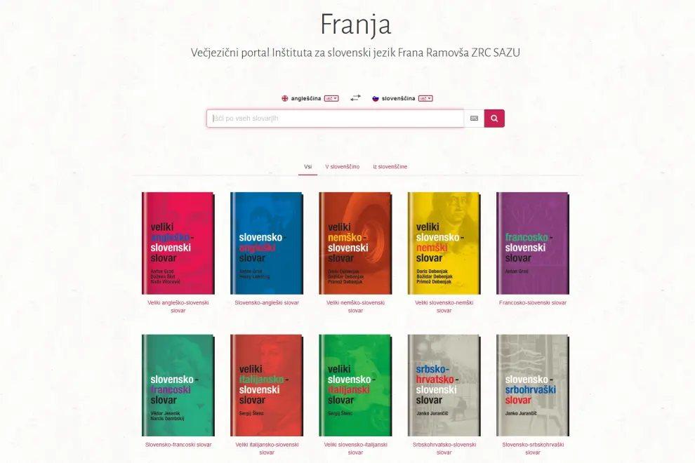 The Franja multilingual portal of the Fran Ramovš Institute of the Slovenian Language. Photo: Screenshot