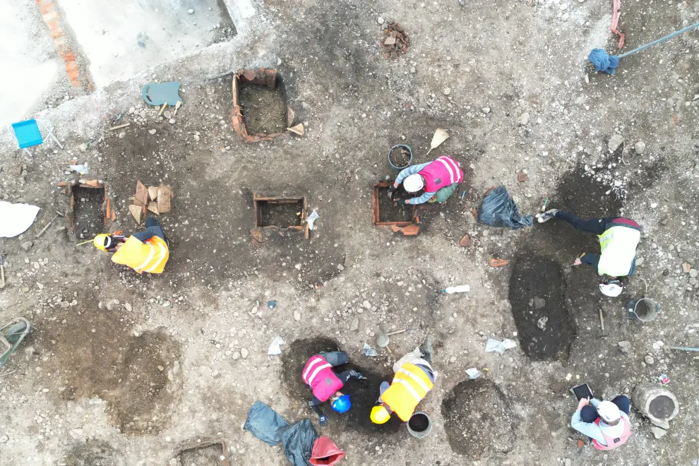 Archaeologists working on a site of the future Emonika commercial hub in Ljubljana. Photo: Skupina STIK