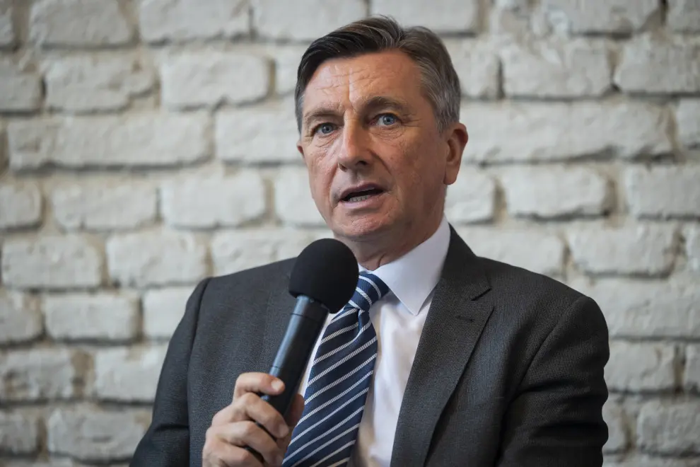 Former Slovenian President Borut Pahor speaks at a November 2024 launch of a campaign to help develop Slovenian sign language. Photo: Bor Slana/STA