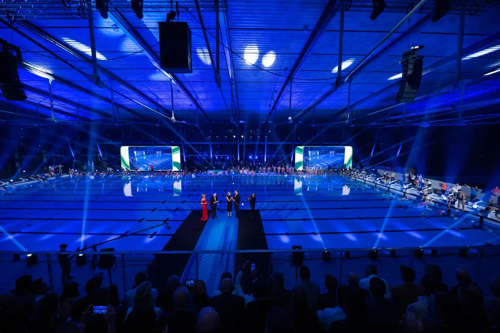 The opening ceremony for the Ilirija swimming pool complex. Photo: Boštjan Podlogar/STA