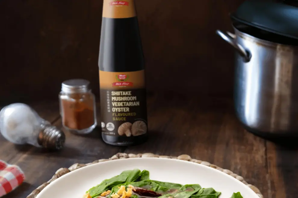 Woh Hup's Shiitake Mushroom Vegetarian Oyster Flavoured Sauce: A pantry favourite, packed with savoury mushroom goodness