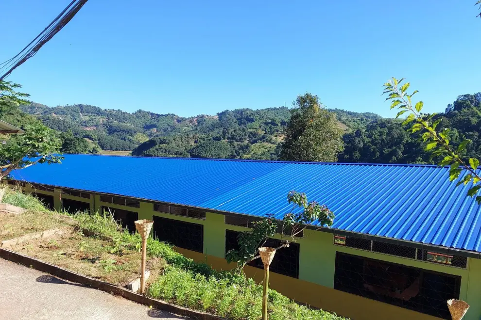 The newly renovated school building for students and teachers at Ban Huay Eun School.