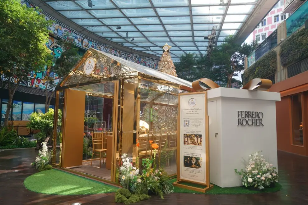 Immerse in the festive spirit at K11 Art Mall where Ferrero Rocher's Golden Christmas Tree beckons