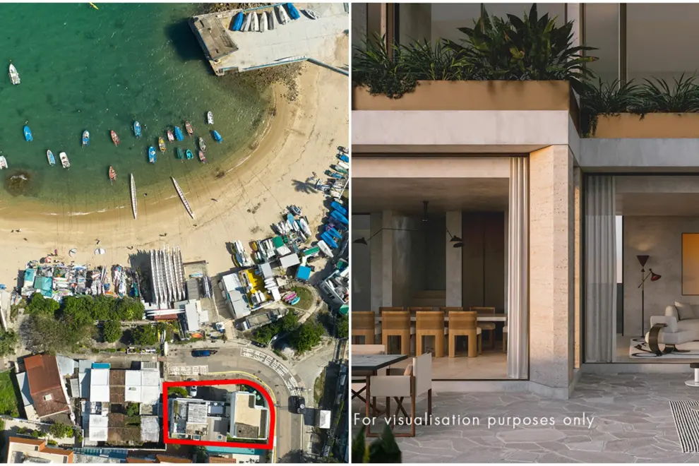 (Left) The current property on 30 Stanley Link Road. (Right) 'Stanley House Project' represents the highest standard in contemporary design adapted for a coastal living experience. Across the 3,269 square feet, the design will bring a stunning integration of indoor and outdoor living areas, while the elevated terrace brings ample relaxing space. It puts views, privacy, interconnectedness, and comfort all in one place. * For visualisation only