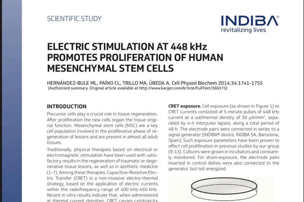 Breakthrough Study Highlights INDIBA Proionic 448kHz's Role in Stem Cell Proliferation.