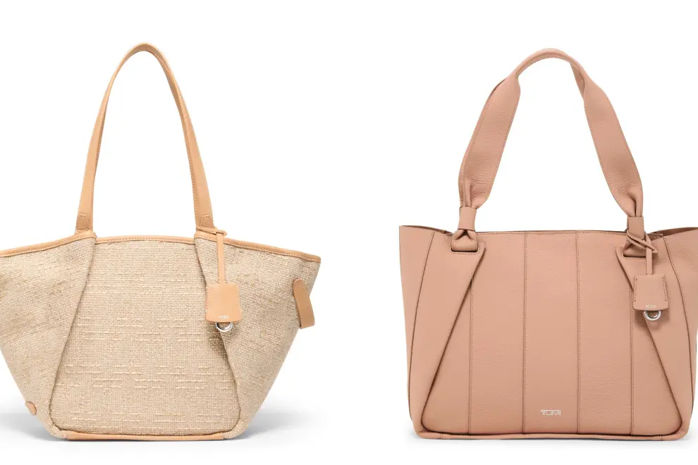 (L to R): Georgica Lima Medium Tote in Natural/Sand and Valorie Tote in Lily