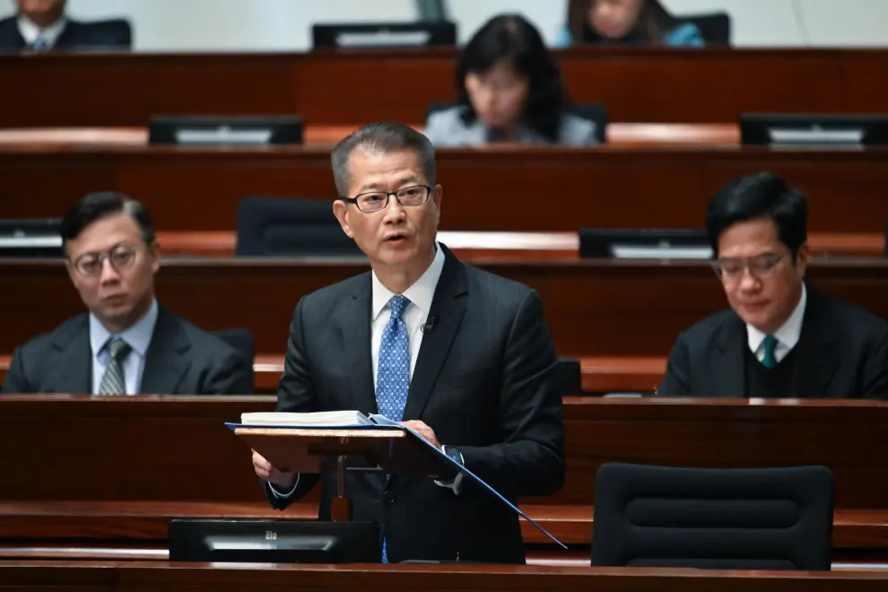 Hong Kong SAR's Financial Secretary Paul Chan delivers the 2025-26 Budget in the Legislative Council.