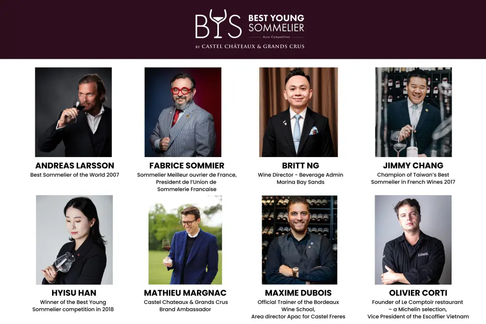 The Jury Panel for the Best Young Sommelier Competition by Castel Châteaux & Grands Crus - Asia Edition 2025