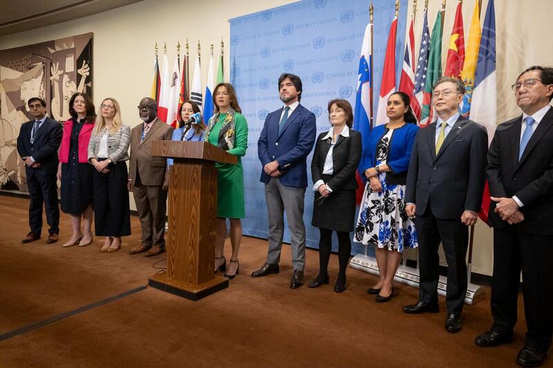 FM Tanja Fajon reads a joint statement ahead of the UN Security Council session on Afghan women. Photo: UN