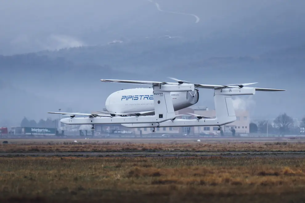 Maiden flight of the Nuuva V300, a long-range hybrid-electric cargo drone. Photo: Pipistrel